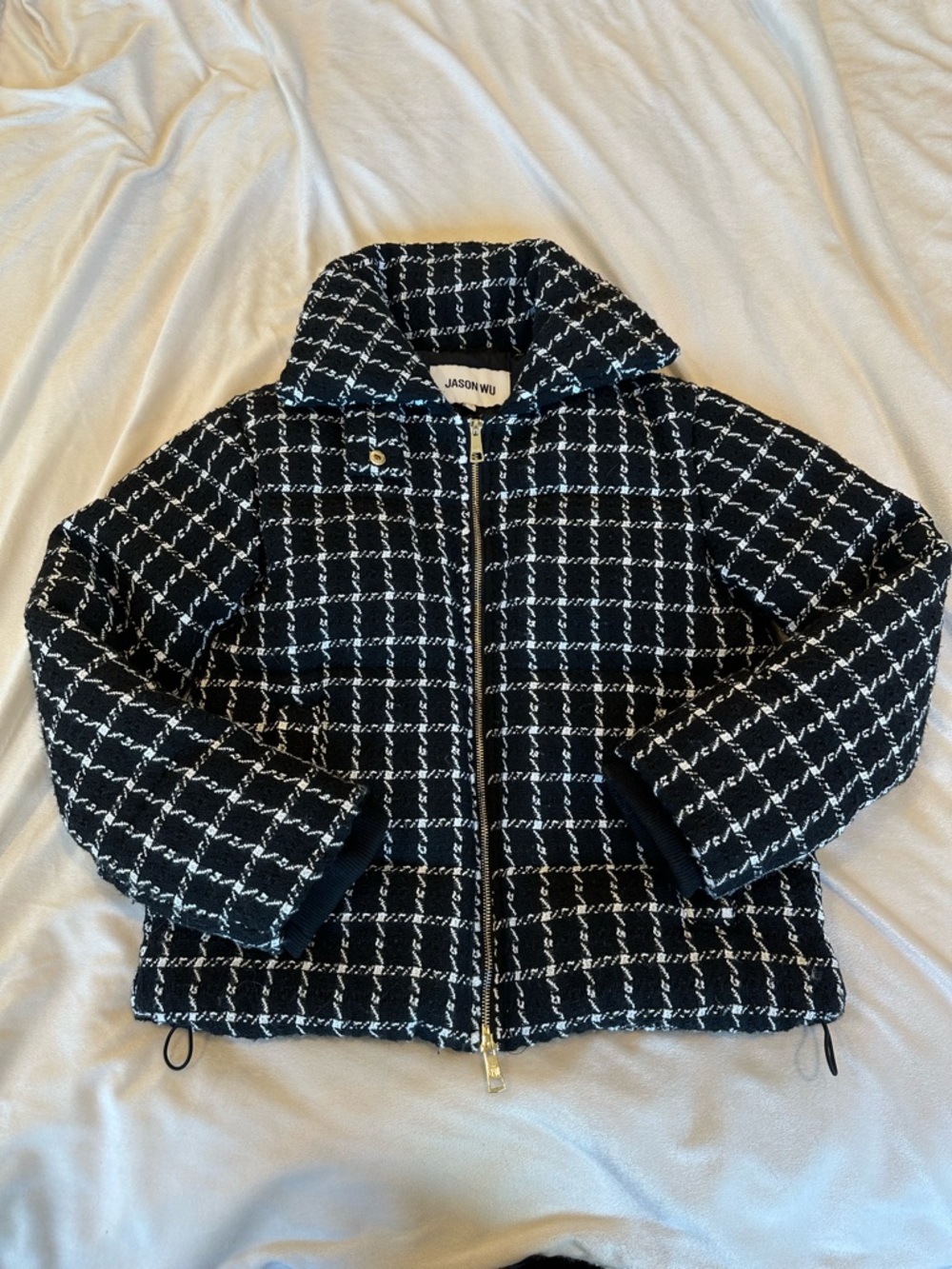 Jason Wu Black & White Tweed Puffer Jacket